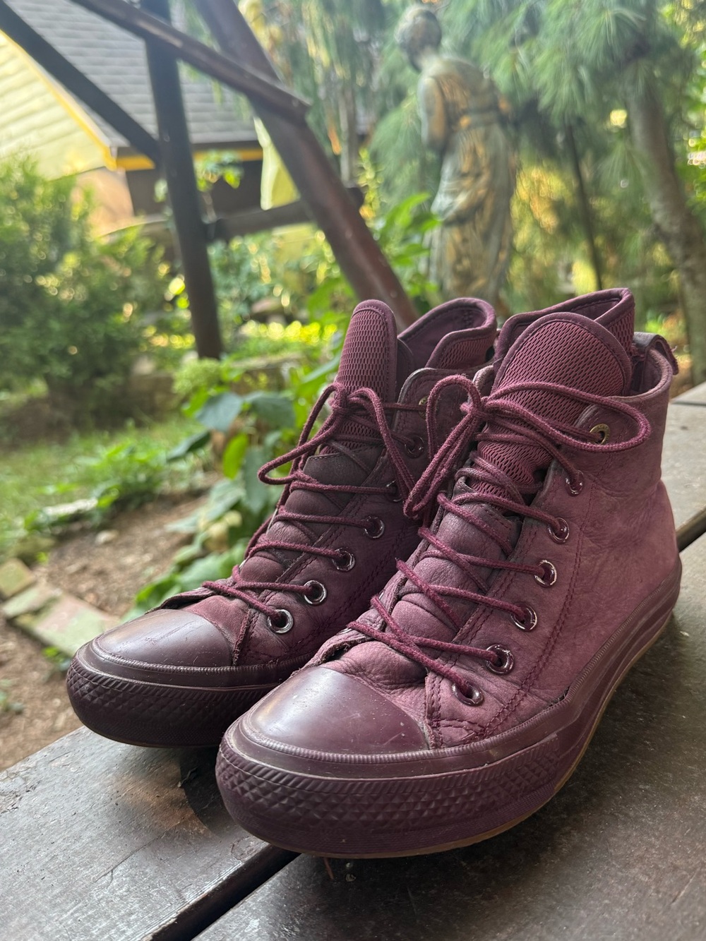 Vintage leather monochrome High Top Sneakers in Berry Plum